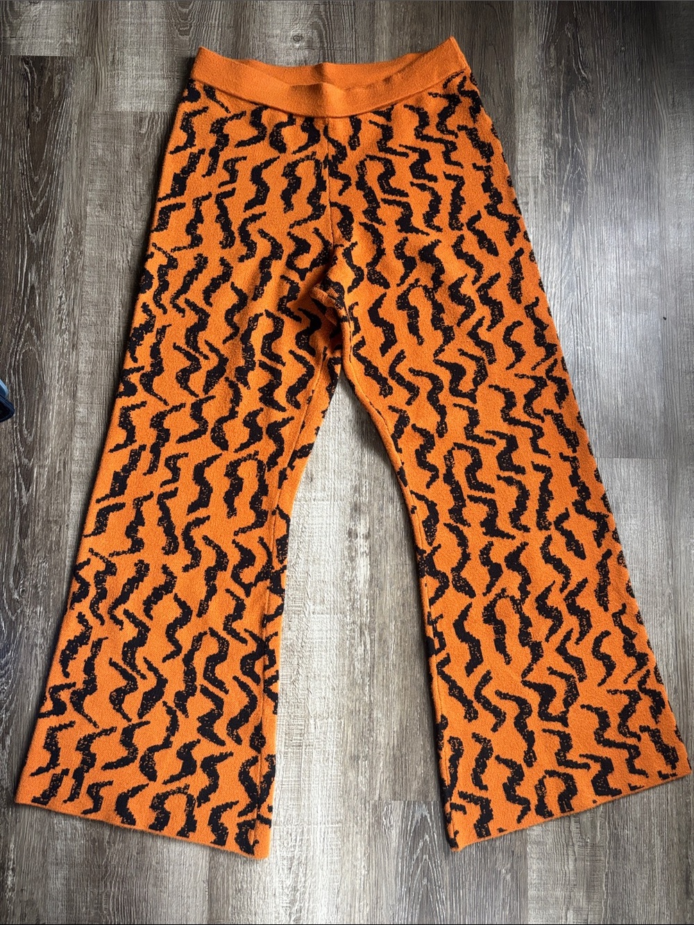 Anthropologie Orange and Black Knit Sweater pants wide leg